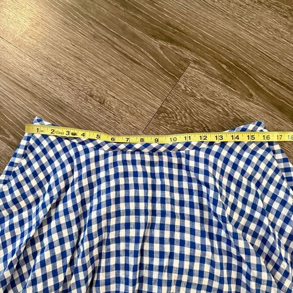 J. Crew Linen Blue White Gingham Skirt - Picture 3 of 6